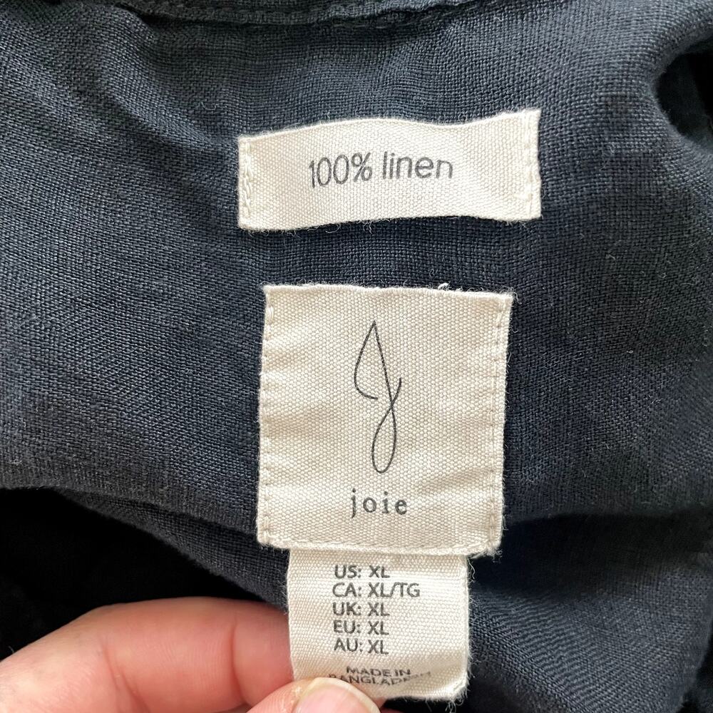 Joie Women's 100% Linen Black Button Down Size XL Minimalist Quiet Luxury - Picture 6 of 7